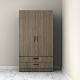 Ντουλάπα Ρούχων Victoria Megapap Δίφυλλη με Συρτάρια Χρώμα Καρυδί 100x60x181εκ.