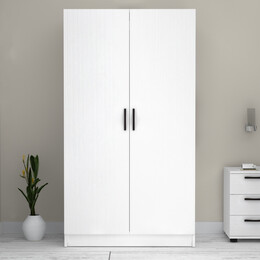 Ντουλάπα Ρούχων Victoria Megapap Δίφυλλη Χρώμα Λευκό 100x60x181εκ.