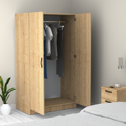 Ντουλάπα Ρούχων Victoria Megapap Δίφυλλη Χρώμα Φυσικό Οξιάς 100x60x181εκ.