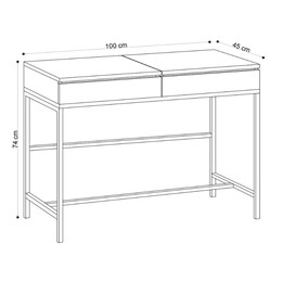 Τουαλέτα με Καθρέπτη Linda Megapap Χρώμα Φυσικό Οξιάς 100x45x74εκ.