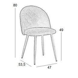 Καρέκλα Τραπεζαρίας Μεταλλική 4τμχ Rio Μαύρο/Γκρί Ύφασμα 47X53.5X49-80εκ.