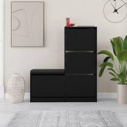 Παπουτσοθήκη Μελαμίνης Dude Megapap Χρώμα Μαύρο 104,8x26x118,5εκ.