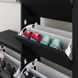 Παπουτσοθήκη Μελαμίνης Dude Megapap Χρώμα Μαύρο 104,8x26x118,5εκ.