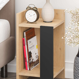 Κομοδίνο Elos Megapap Χρώμα Saphhire oak - Silky Black 30x31,7x55εκ.