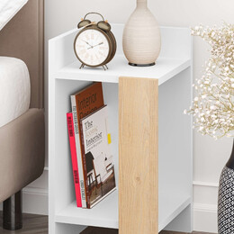 Κομοδίνο Elos Megapap Χρώμα Λευκό - Saphhire oak 30x31,7x55εκ.