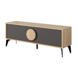 Έπιπλο Τηλεόρασης Gora Megapap Χρώμα Sapphire oak - Silky Black 140x35,6x51εκ.