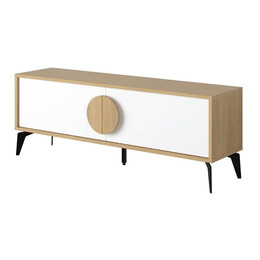 Έπιπλο Τηλεόρασης Gora Megapap Χρώμα Sapphire oak - Λευκό 140x35,6x51εκ.