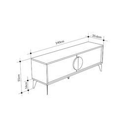 Έπιπλο Τηλεόρασης Gora Megapap Χρώμα Sapphire oak - Λευκό 140x35,6x51εκ.
