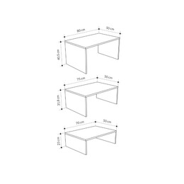 Τραπεζάκι Σαλονιού σετ 3 Τμχ. Kanta Megapap Χρώμα Sapphire oak - Silky Black 80x50x40,5εκ.