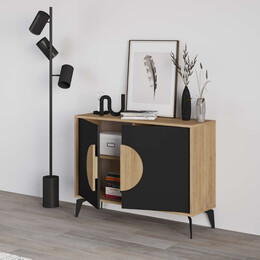 Μπουφές Gora Megapap Χρώμα Sapphire oak - Silky Black 110x40x82εκ.