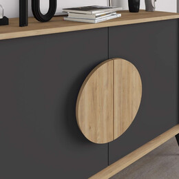 Μπουφές Gora Megapap Χρώμα Sapphire oak - Silky Black 110x40x82εκ.