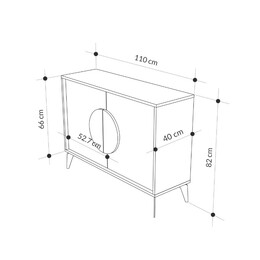 Μπουφές Gora Megapap Χρώμα Sapphire oak - Silky Black 110x40x82εκ.