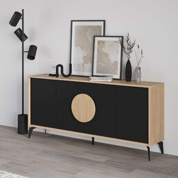 Μπουφές Gora Megapap Χρώμα Sapphire oak - Silky Black 180x40x82εκ.