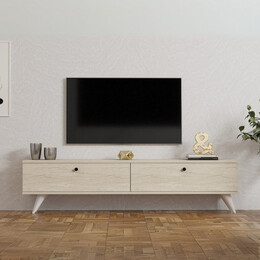 Έπιπλο Τηλεόρασης Paris Megapap Χρώμα Travertine 160x25x35εκ.