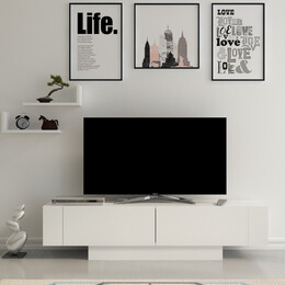 Έπιπλο Τηλεόρασης Matera Megapap Χρώμα Λευκό 150x31,5x41,6εκ.