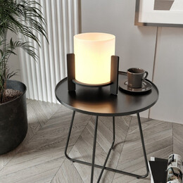 Φωτιστικό Επιτραπέζιο Pine Megapap e27 mdf Χρώμα Μαύρο - Κρεμ Ø20x20εκ.