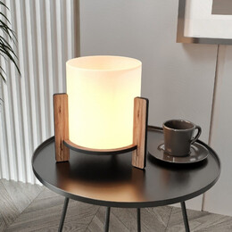 Φωτιστικό Επιτραπέζιο Pine Megapap e27 mdf Χρώμα Καρυδί - Κρεμ Ø20x20εκ.