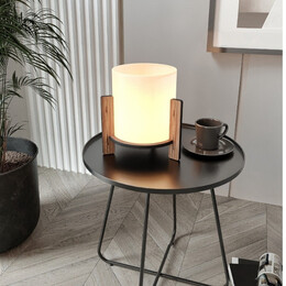 Φωτιστικό Επιτραπέζιο Pine Megapap e27 mdf Χρώμα Καρυδί - Κρεμ Ø20x20εκ.