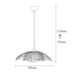 Φωτιστικό Οροφής Farac Megapap e27 Μεταλλικό Μονόφωτο Χρώμα Μαύρο Ø50x31/111εκ.