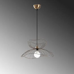 Φωτιστικό Οροφής Farac Megapap e27 Μεταλλικό Μονόφωτο Χρώμα Χρυσό Vintage Ø50x31/111εκ.