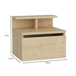 Κομοδίνο Επιτοίχιο Arsen Megapap Χρώμα Φυσικό Οξιάς 39,8x31,9x35εκ.