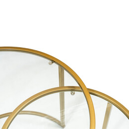 Τραπεζάκι Σαλονιού σετ 2 τμχ Vetro Megapap Μέταλλο - Γυαλί Χρώμα Χρυσό Ø60x43εκ.