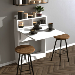 Τραπέζι Επιτοίχιο Πτυσσόμενο Bracke Megapap Χρώμα Λευκό 70x15x96εκ.