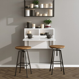 Τραπέζι Επιτοίχιο Πτυσσόμενο Bracke Megapap Χρώμα Λευκό 70x15x96εκ.