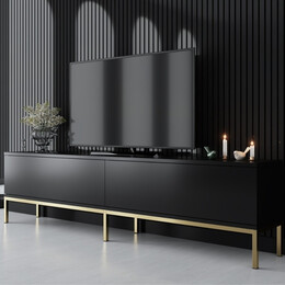 Έπιπλο Τηλεόρασης Lord Megapap Χρώμα Μαύρο - Χρυσό 180x30x47εκ.