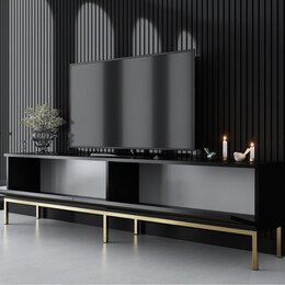 Έπιπλο Τηλεόρασης Lord Megapap Χρώμα Μαύρο - Χρυσό 180x30x47εκ.
