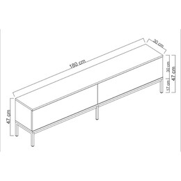 Έπιπλο Τηλεόρασης Lord Megapap Χρώμα Μαύρο - Χρυσό 180x30x47εκ.