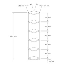 Βιβλιοθήκη Γωνιακή Ravella Megapap Χρώμα Λευκό 25x25x160εκ.