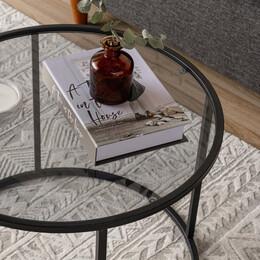 Τραπεζάκι Σαλονιού Startis Megapap Μέταλλο - Γυαλί Χρώμα Μαύρο Ø60x43εκ.