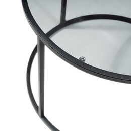 Τραπεζάκι Σαλονιού Startis Megapap Μέταλλο - Γυαλί Χρώμα Μαύρο Ø60x43εκ.