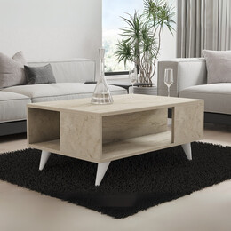 Τραπεζάκι Σαλονιού Yuka Megapap Χρώμα Travertine 90x60x39,5εκ.