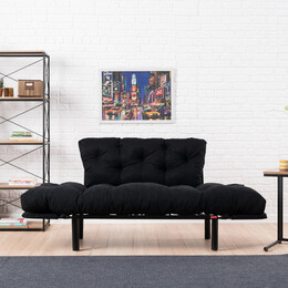 Καναπές - Κρεβάτι Nitta Megapap Διθέσιος Υφασμάτινος Χρώμα Μαύρο 155x70x85εκ.