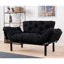 Καναπές - Κρεβάτι Nitta Megapap Διθέσιος Υφασμάτινος Χρώμα Μαύρο 155x70x85εκ.