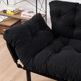 Καναπές - Κρεβάτι Nitta Megapap Διθέσιος Υφασμάτινος Χρώμα Μαύρο 155x70x85εκ.