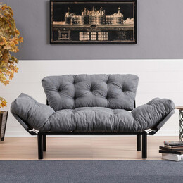 Καναπές - Κρεβάτι Nitta Megapap Διθέσιος Υφασμάτινος Χρώμα Γκρι 155x70x85εκ.