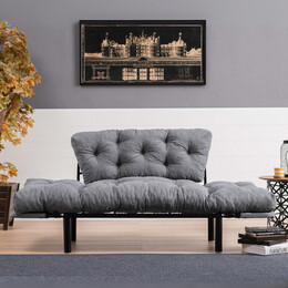 Καναπές - Κρεβάτι Nitta Megapap Διθέσιος Υφασμάτινος Χρώμα Γκρι 155x70x85εκ.