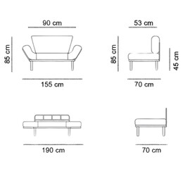 Καναπές - Κρεβάτι Nitta Megapap Διθέσιος Υφασμάτινος Χρώμα Γκρι 155x70x85εκ.
