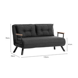 Καναπές - Κρεβάτι Sando Megapap Διθέσιος Υφασμάτινος Χρώμα Ανθρακί 133x78x78εκ.