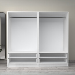 Ντουλάπα Ρούχων Victoria Megapap Τετράφυλλη με Συρτάρια Χρώμα Λευκό 200x60x181εκ.