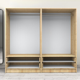 Ντουλάπα Ρούχων Victoria Megapap Τετράφυλλη με Συρτάρια Χρώμα Φυσικό Οξιάς 200x60x181εκ.