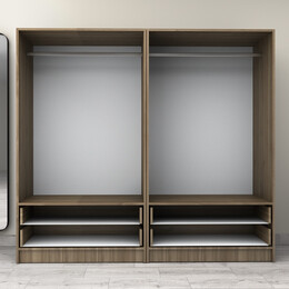 Ντουλάπα Ρούχων Victoria Megapap Τετράφυλλη με Συρτάρια Χρώμα Καρυδί 200x60x181εκ.