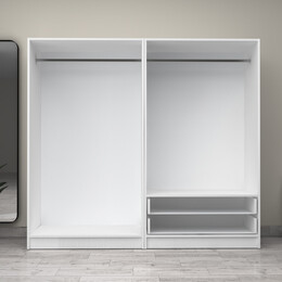 Ντουλάπα Ρούχων Victoria Megapap Τετράφυλλη με Συρτάρια Χρώμα Λευκό 200x60x181εκ.