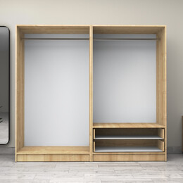 Ντουλάπα Ρούχων Victoria Megapap Τετράφυλλη με Συρτάρια Χρώμα Φυσικό Οξιάς 200x60x181εκ.