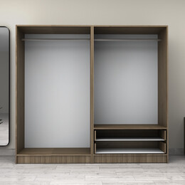 Ντουλάπα Ρούχων Victoria Megapap Τετράφυλλη με Συρτάρια Χρώμα Καρυδί 200x60x181εκ.