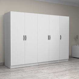 Ντουλάπα Ρούχων Victoria Megapap Πεντάφυλλη Χρώμα Λευκό 250x60x181εκ.