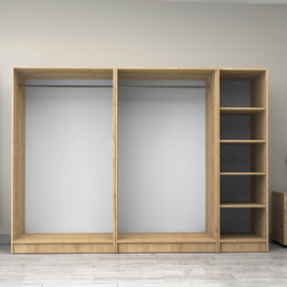 Ντουλάπα Ρούχων Victoria Megapap Πεντάφυλλη Χρώμα Φυσικό Οξιάς 250x60x181εκ.